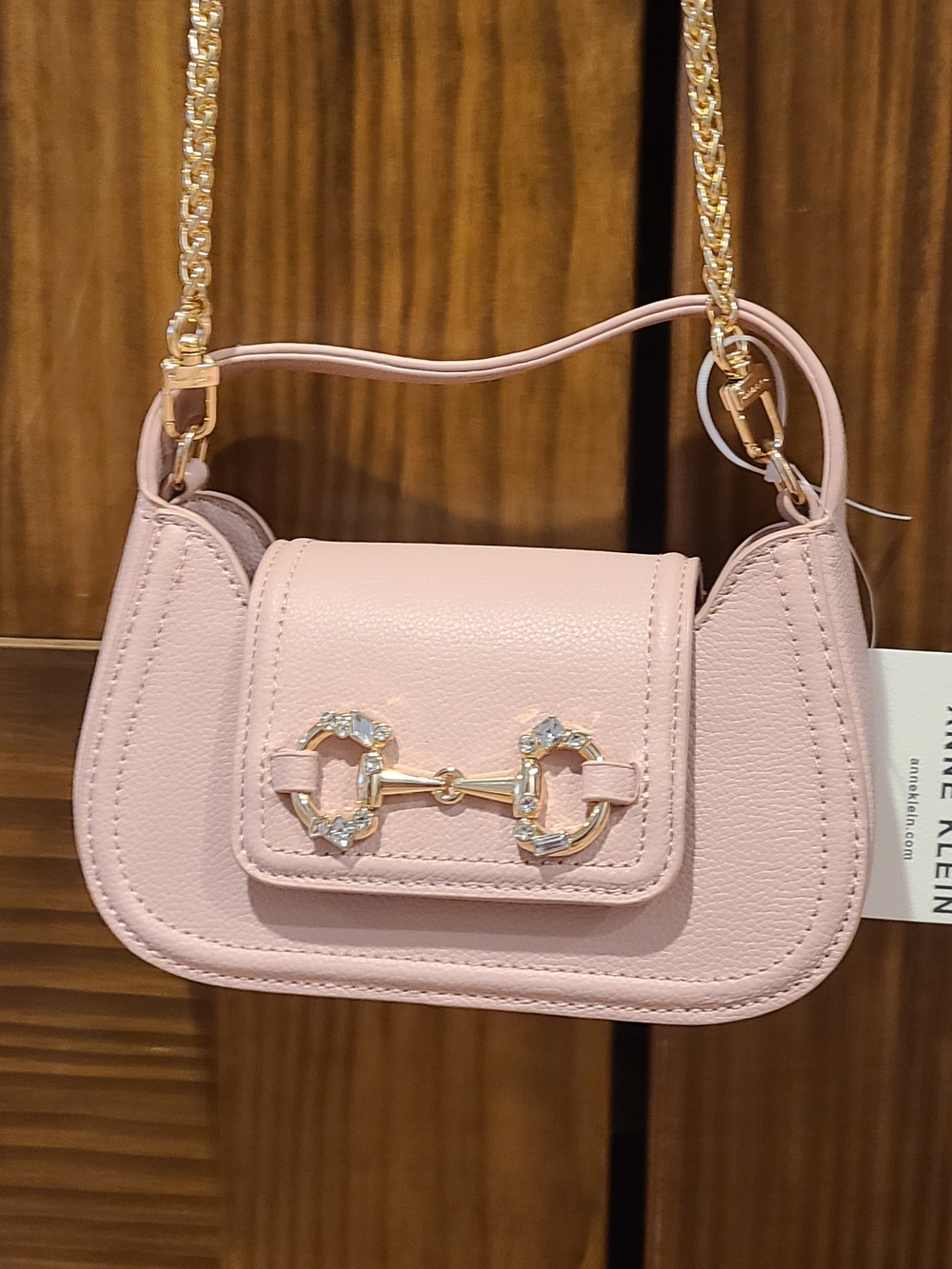 NEW WITH TAG! Anne Klein Pale Pink Shoulder Bag With Gold Chain!